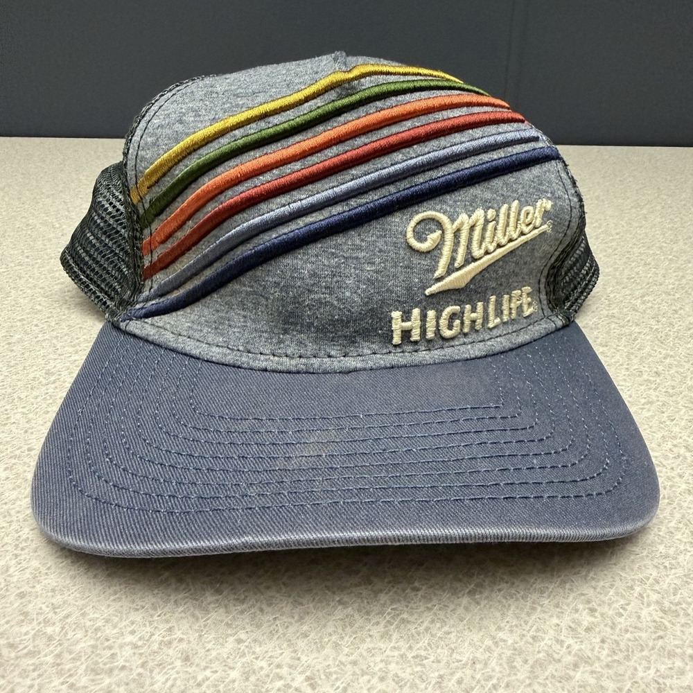 Miller High Life Snapback Trucker Hat Multicolor One Size Mesh Back‎ Headwear